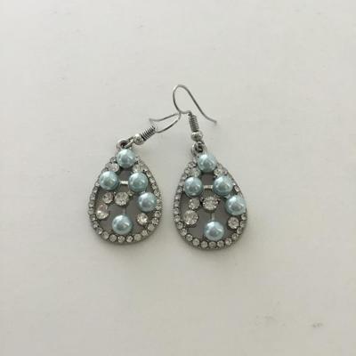 Silver tone blue dangle earrings