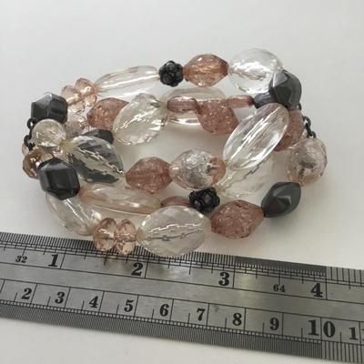 Stretchy beaded light pink multilayer bracelet