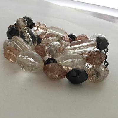 Stretchy beaded light pink multilayer bracelet
