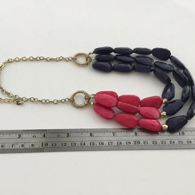 Pink and blue multilayer fashion necklace