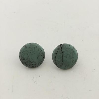 Blue howlite type round earrings