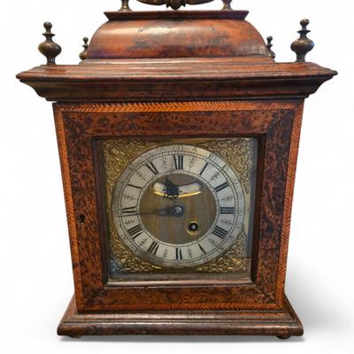 18th C burl and inlay bracket clock