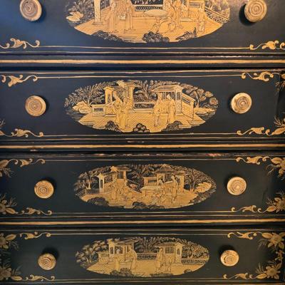 19th C chinois lacquer jewel chest