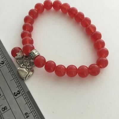 Red beaded stretchy bracelet