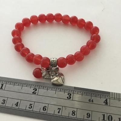 Red beaded stretchy bracelet