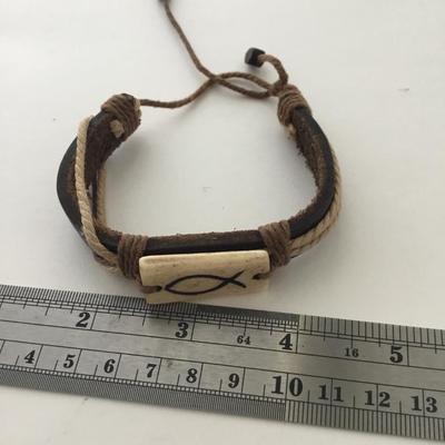 Faux leather fish charm fashion bracelet