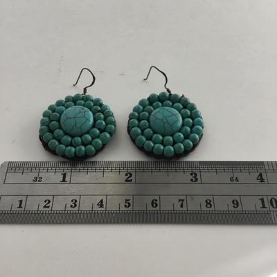 Turquoise round fashion earrings