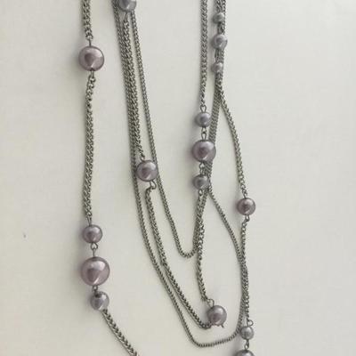 Multilayer silver tone fashion necklace