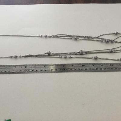 Multilayer silver tone fashion necklace