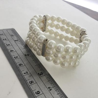 Faux beaded multilayer stretchy fashion bracelet
