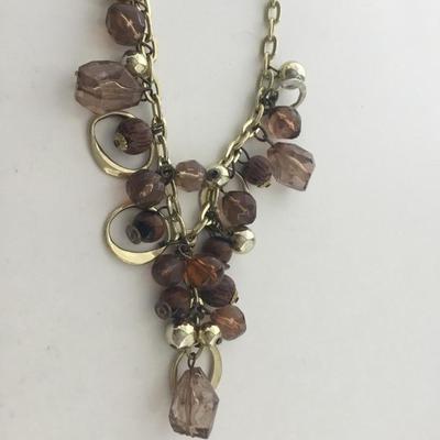 Gold tone beaded fashion necklace