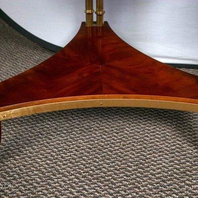 Pair of Jansen Style Marble-Top Bamboo Form End/ Bouillotte Tables