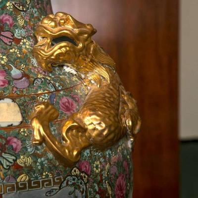 Palatial Pair of Rose Medallion Export Chinese Vases
