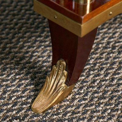 Pair of Jansen Style Marble-Top Bamboo Form End/ Bouillotte Tables