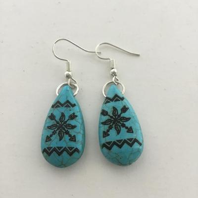 Silver tone blue fashion earrings