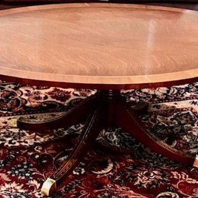 Vintage Coffee Table With Brass Accents