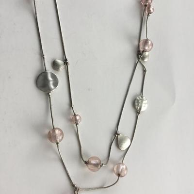 Light pink long fashion necklace