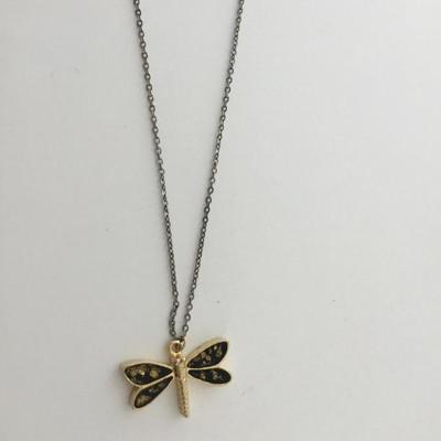 Gold tone dragonfly fashion necklace
