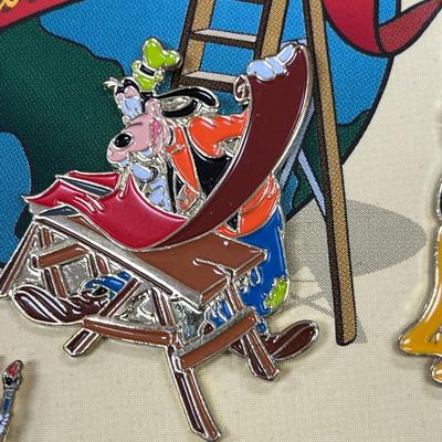 Walt Disney World 2000 Cast Holiday Celebration Pin Set Includes 5 Pins in Wooden Box