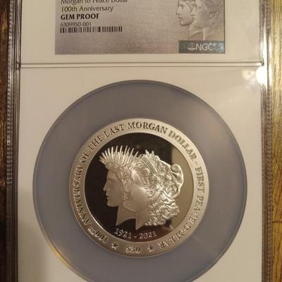2021 1PM B.V. Island S$30 Morgan to Peace Dollar