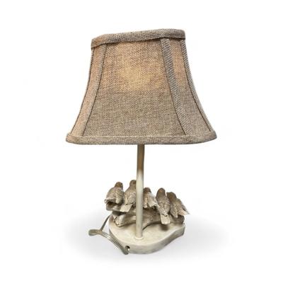 HomeRoots 13" Bird Themed Table Lamp and Tan Fabric Shade