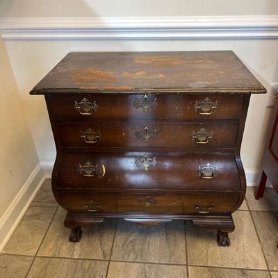 Vintage Chippendale Style Bombe Chest of Drawers