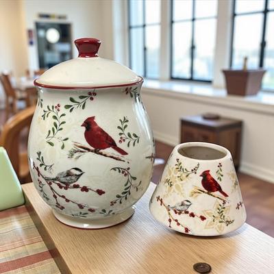 Cardinal Cookie Jar and Candle Topper