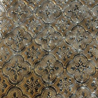 Vintage Georges Braird Gold Floral Glass Serving Tray with Mid Century Modern Design