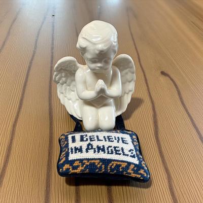 Ceramic Praying Cherub and Pillow