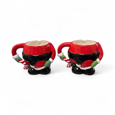 Walt Disney Parks Christmas Santa Mug With Gold Belt Buckle Set of 2