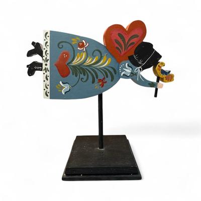 Folk Art Wooden Sculpture Mounted on a Wooden Stand