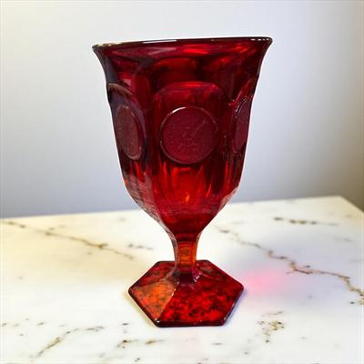 Fostoria Coin Glass Ruby Water Goblet