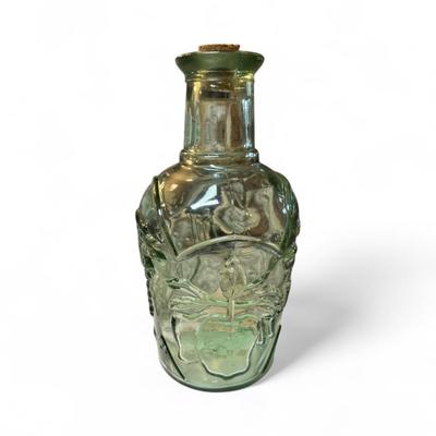 Vintage Libby Orchard 3D Embossed Fruit Green Glass Bottle Decanter with cork