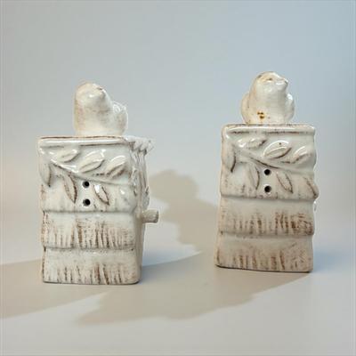 Pier 1 Ceramic Bird and Birdhouse Salt and Pepper Shaker Set