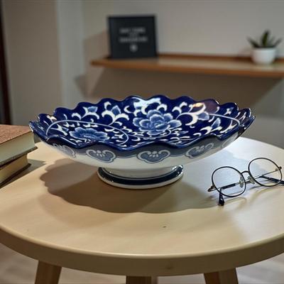 Bombay Company Blue and White Chinoiserie Footed Bowl