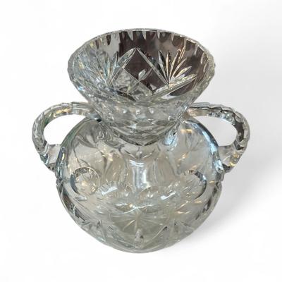 Cut Glass Pattern Double Handle Pitcher
