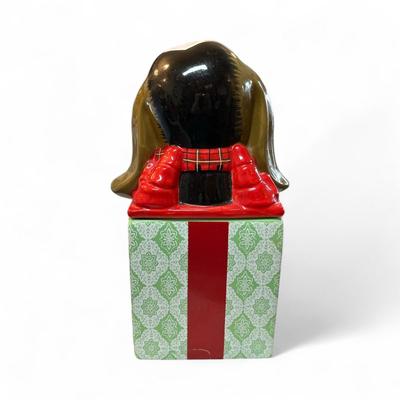 Pioneer Woman Charlie Dog Christmas Present Ceramic Cookie Jar