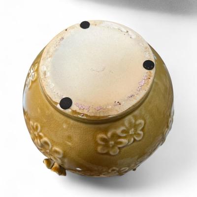 Benjara Remi Yellow Ceramic Round Decorative Flower Vase