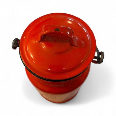 Vintage Mini Red Milk Jug With Lid and Handle