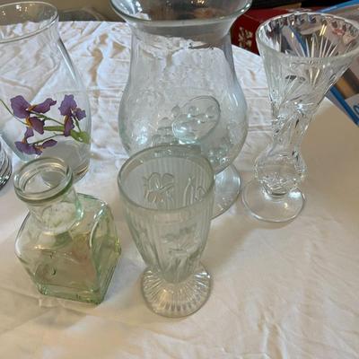 Lot of Assorted Glass Flower Vases