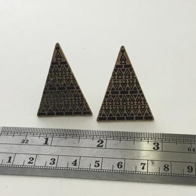 Gold tone triangle fashion earrings