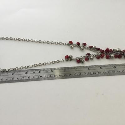 Silver tone red fashion unique necklace