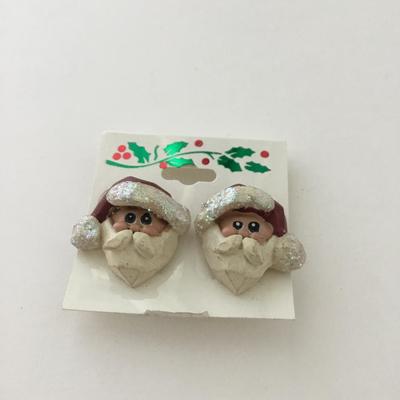 Vintage Santa clip on earrings