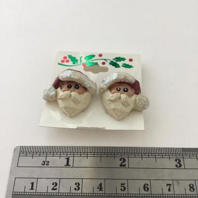 Vintage Santa clip on earrings