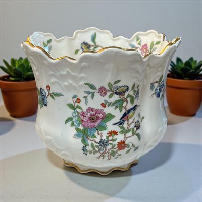 Aynsley Pembroke Fine Bone China Plater or cachepot with Gold Rim