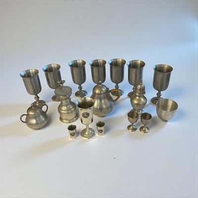 Pewter Cups, Teapot and more