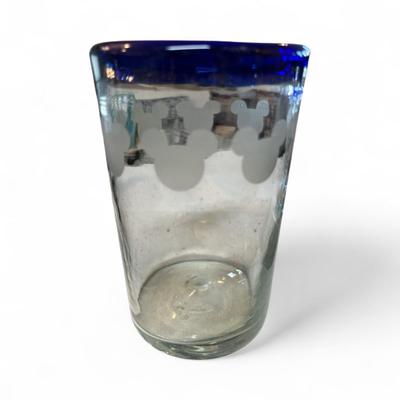 Walt Disney Mikey Mouse Cobalt Blue Rimmed Drinking Glasses