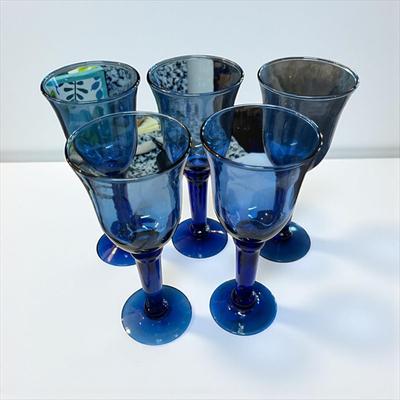 Cobalt Blue Wine Glasses Set of 5