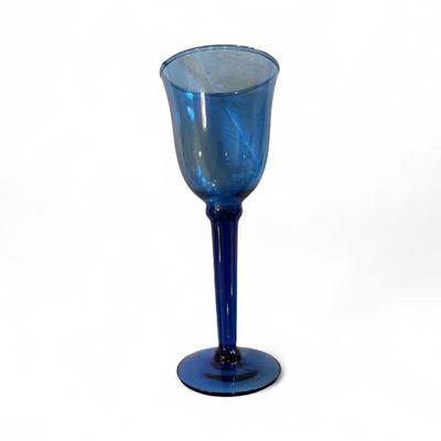 Set of 6 Cobalt Blue Stemmed Wine Glasses