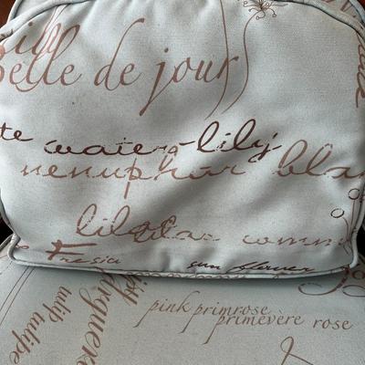 Louis XV Style Bergere Armchair with Cabriole Legs and a Script patterned fabric
